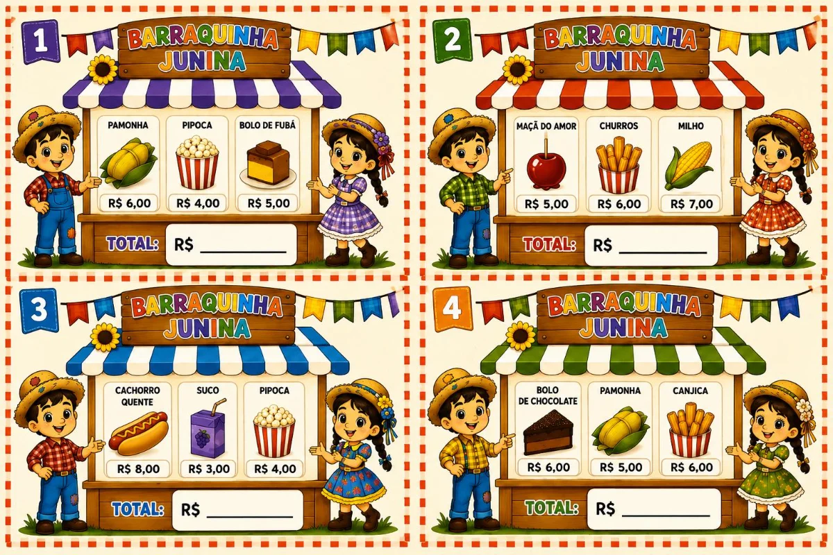 Barraquinha Junina - Aprendendo Adição + — amostra 1: Transforme o aprendizado da matemática em uma verdadeira festa junina! Barraquinha Junina - Aprendendo Adição + — amostra 1: Transforme o aprendizado da matemática em uma verdadeira festa junina!