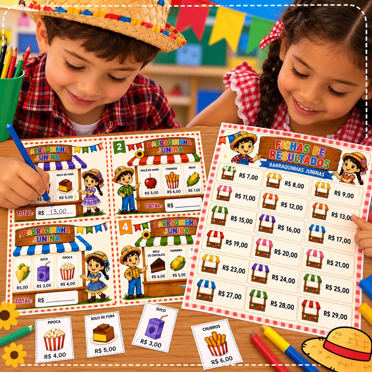 Barraquinha Junina - Aprendendo Adição + — amostra 3: Atividade lúdica para trabalhar a adição de forma significativa Barraquinha Junina - Aprendendo Adição + — amostra 3: Atividade lúdica para trabalhar a adição de forma significativa