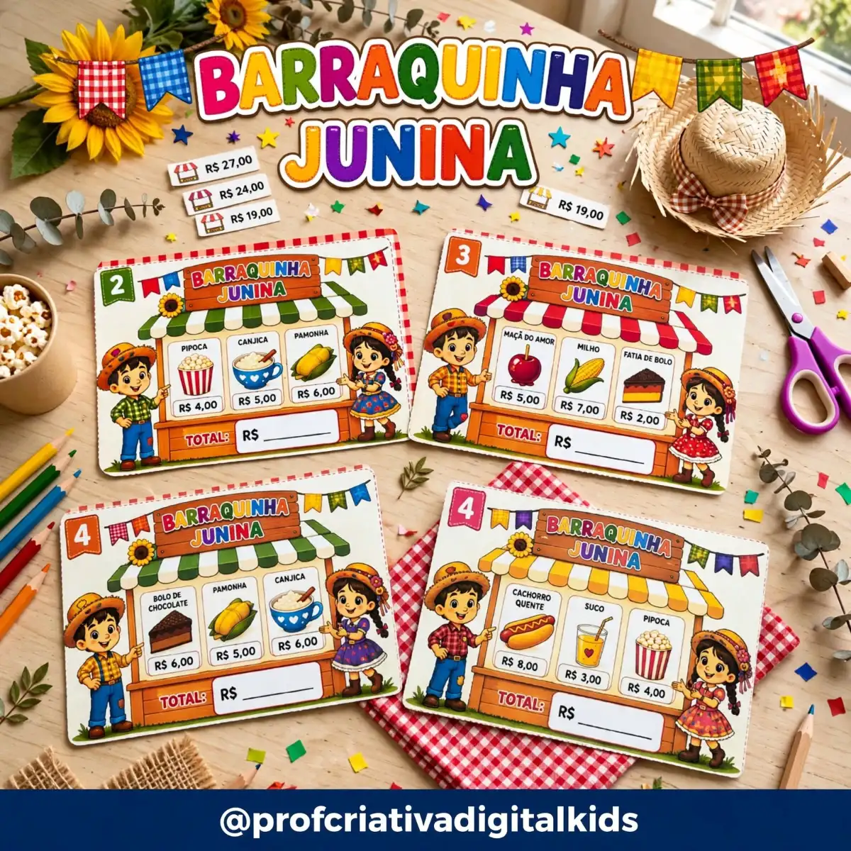 Barraquinhas Juninas - Matemática Cálculos Cotidianos — Datas comemorativas para 1º ano: Com a atividade “Barraquinha da…