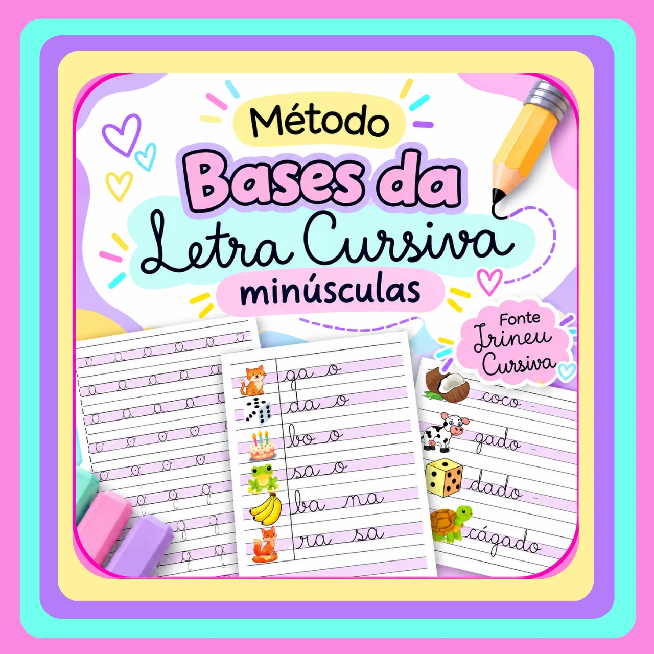 Bases da letra cursiva minúscula - caligrafia — Alfabetização para Todas as séries: Material para ensinar letra cursiva…
