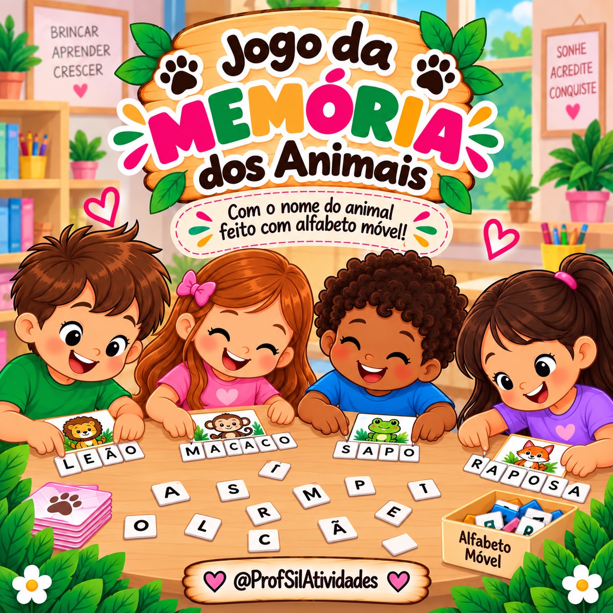 Bichos em Dobro - Jogo da Memória dos Animais — amostra 4: Encontre o par, descubra o nome e escreva Bichos em Dobro - Jogo da Memória dos Animais — amostra 4: Encontre o par, descubra o nome e escreva