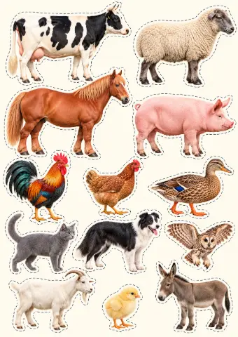 BINGO ANIMAIS DA FAZENDA - IMAGENS REAIS - CARTELAS INGLÊS E PORTUGUÊS — amostra 5: Bingo Animais da Fazenda - Imagens…