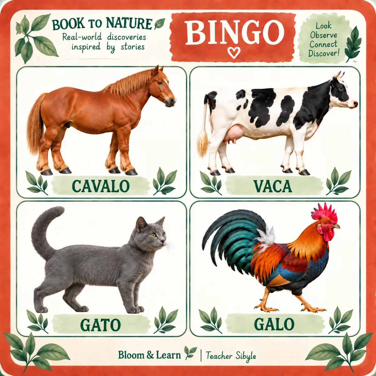 BINGO ANIMAIS DA FAZENDA - IMAGENS REAIS - CARTELAS INGLÊS E PORTUGUÊS — Atividades para Educação Infantil: Bingo Animais…