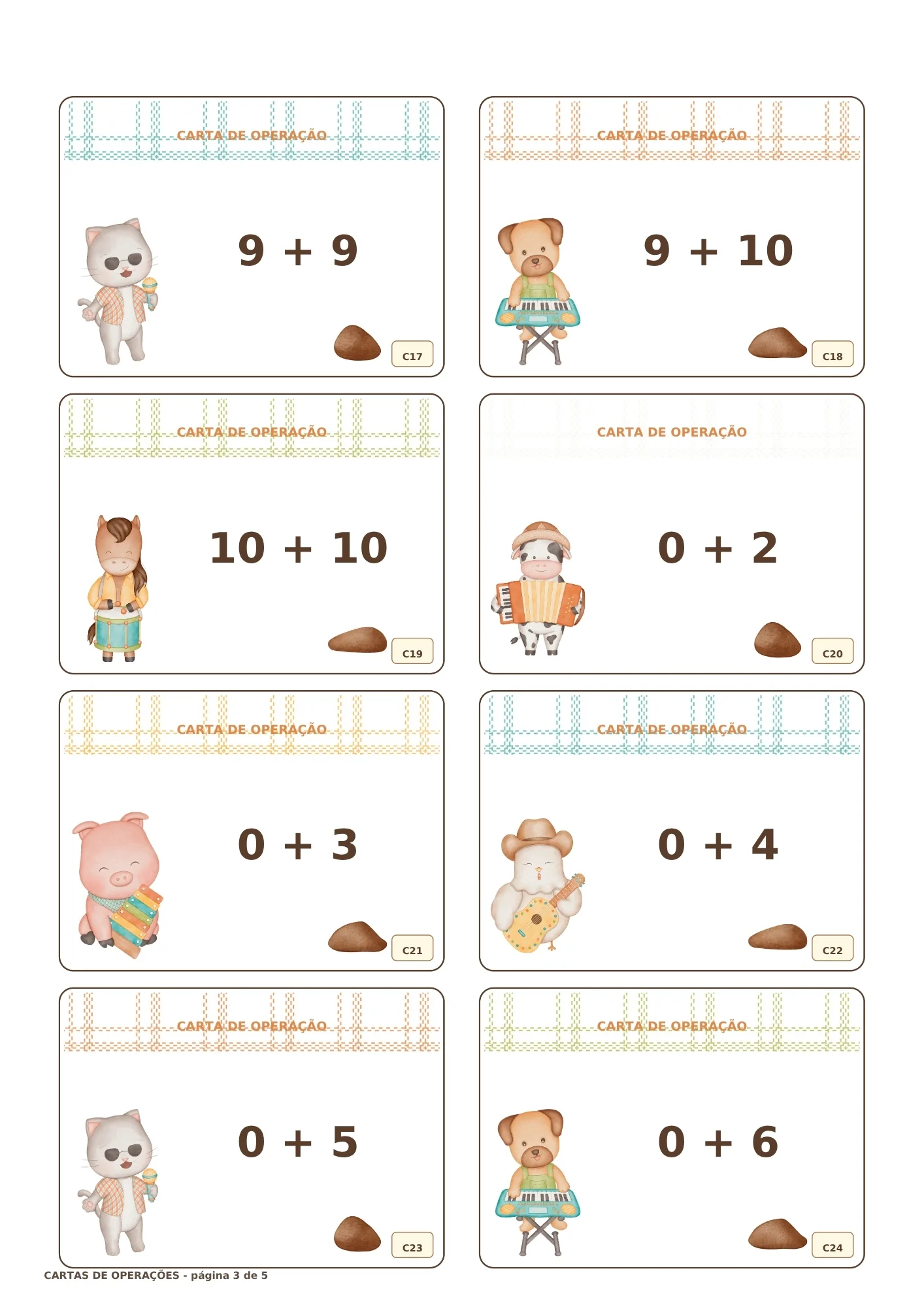 Bingo da Adição na Fazendinha: Aprendendo Matemática Brincando — amostra 3: Kit pedagógico de bingo da adição com temática…
