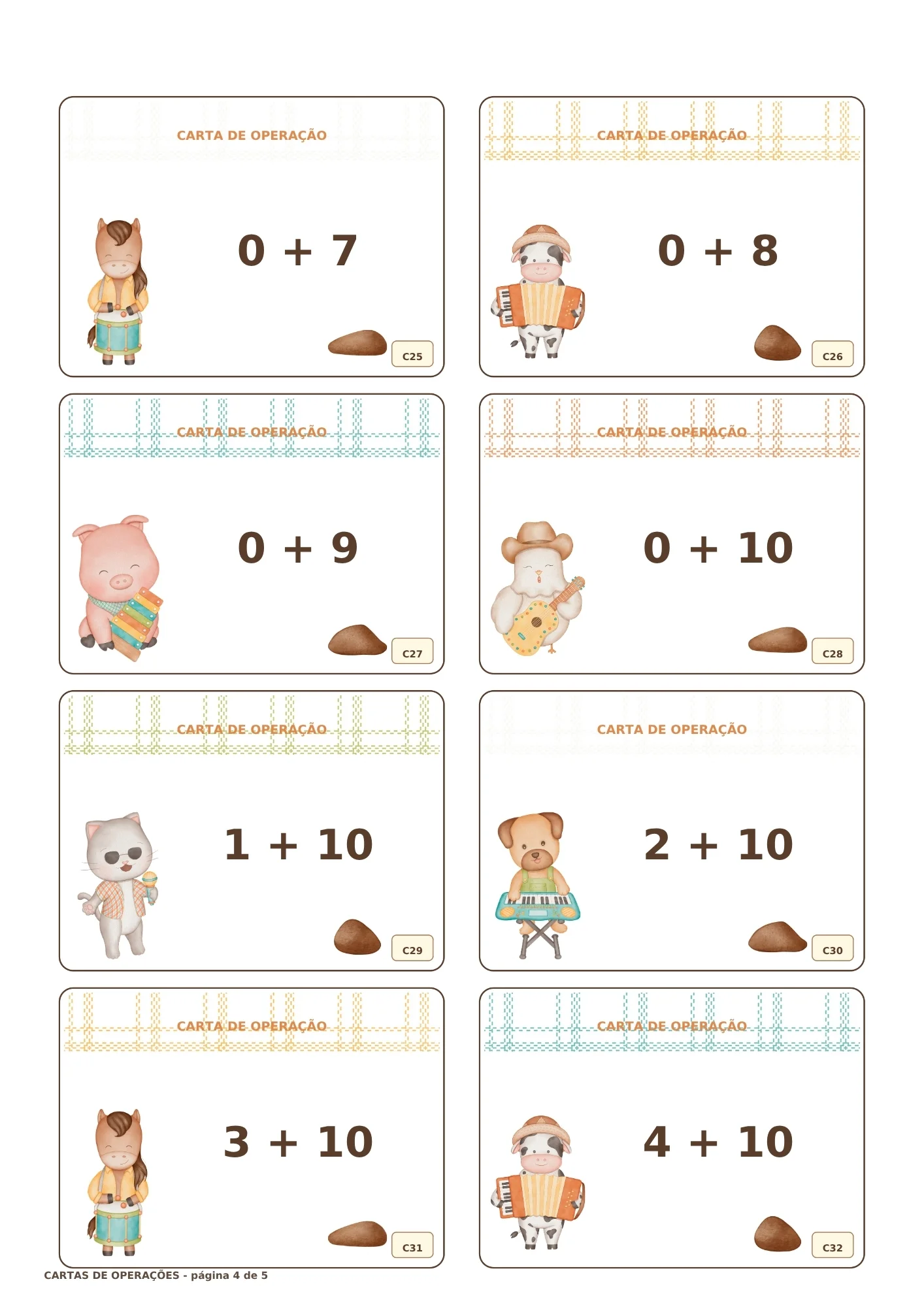 Bingo da Adição na Fazendinha: Aprendendo Matemática Brincando — amostra 4: Kit pedagógico de bingo da adição com temática…