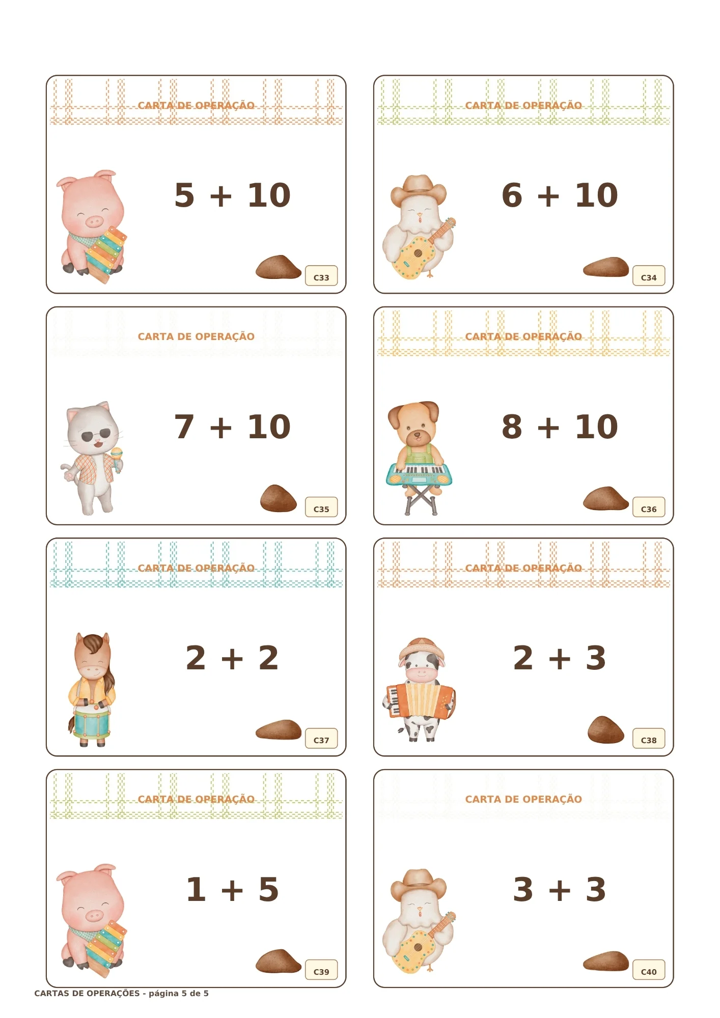 Bingo da Adição na Fazendinha: Aprendendo Matemática Brincando — amostra 5: Kit pedagógico de bingo da adição com temática…