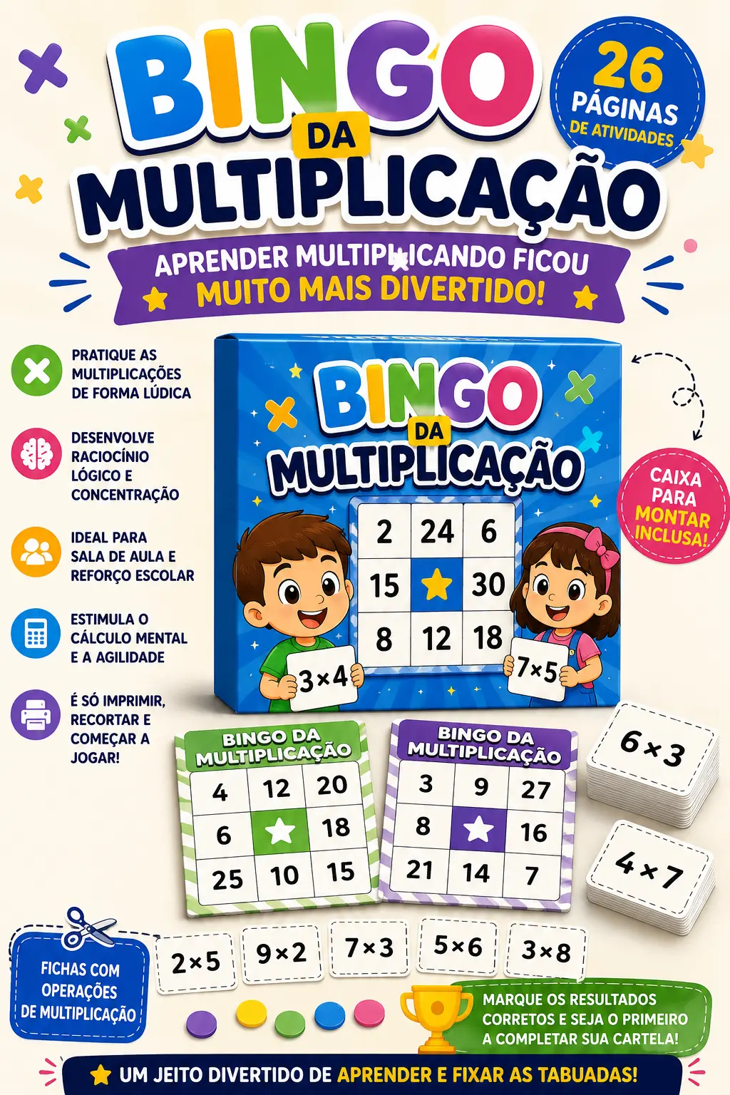 BINGO DA MULTIPLICAÇÃO - ANOS INICIAIS ALFABETIZAÇÃO — capa do material