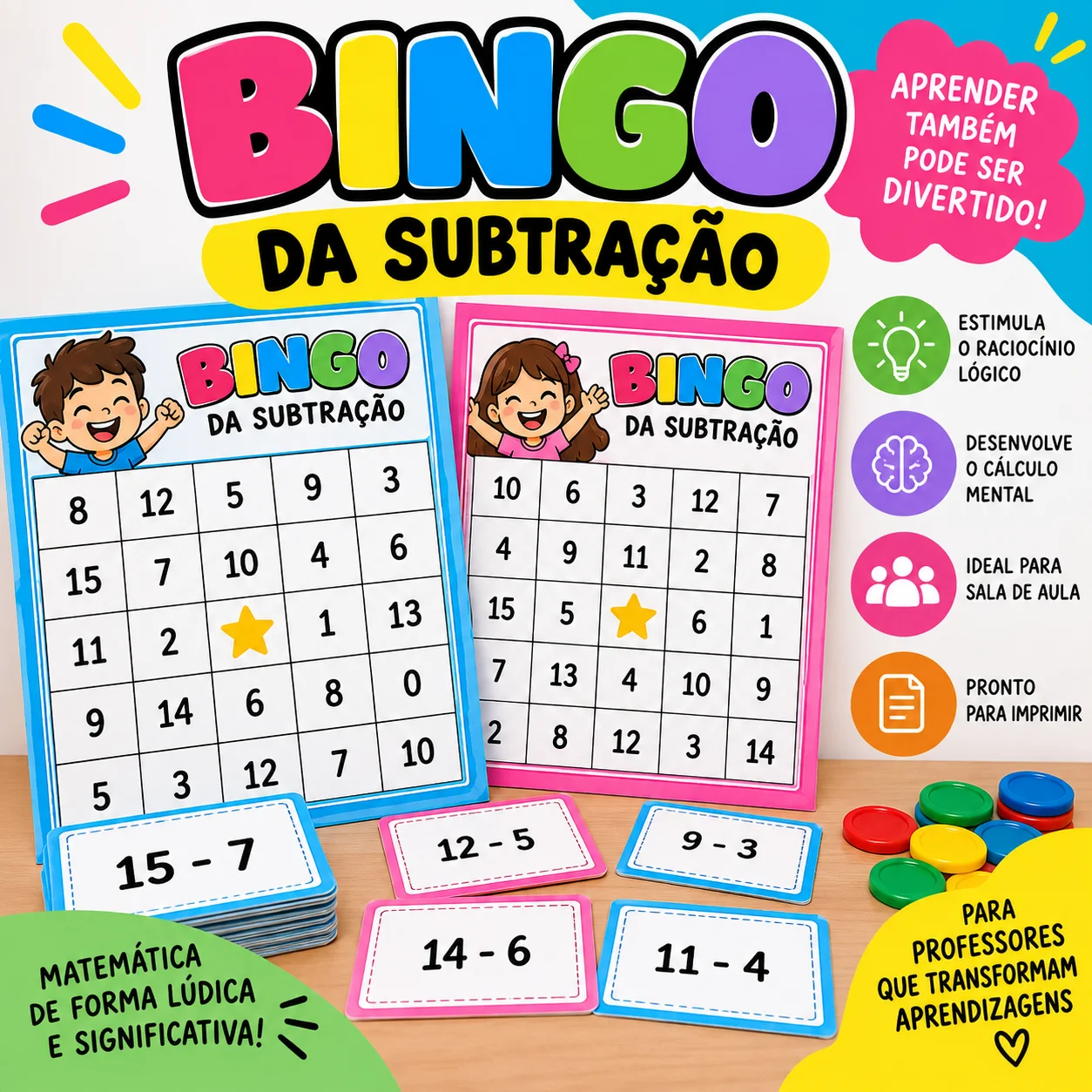 Bingo da Subtração – Jogo Matemático para Imprimir — capa do material