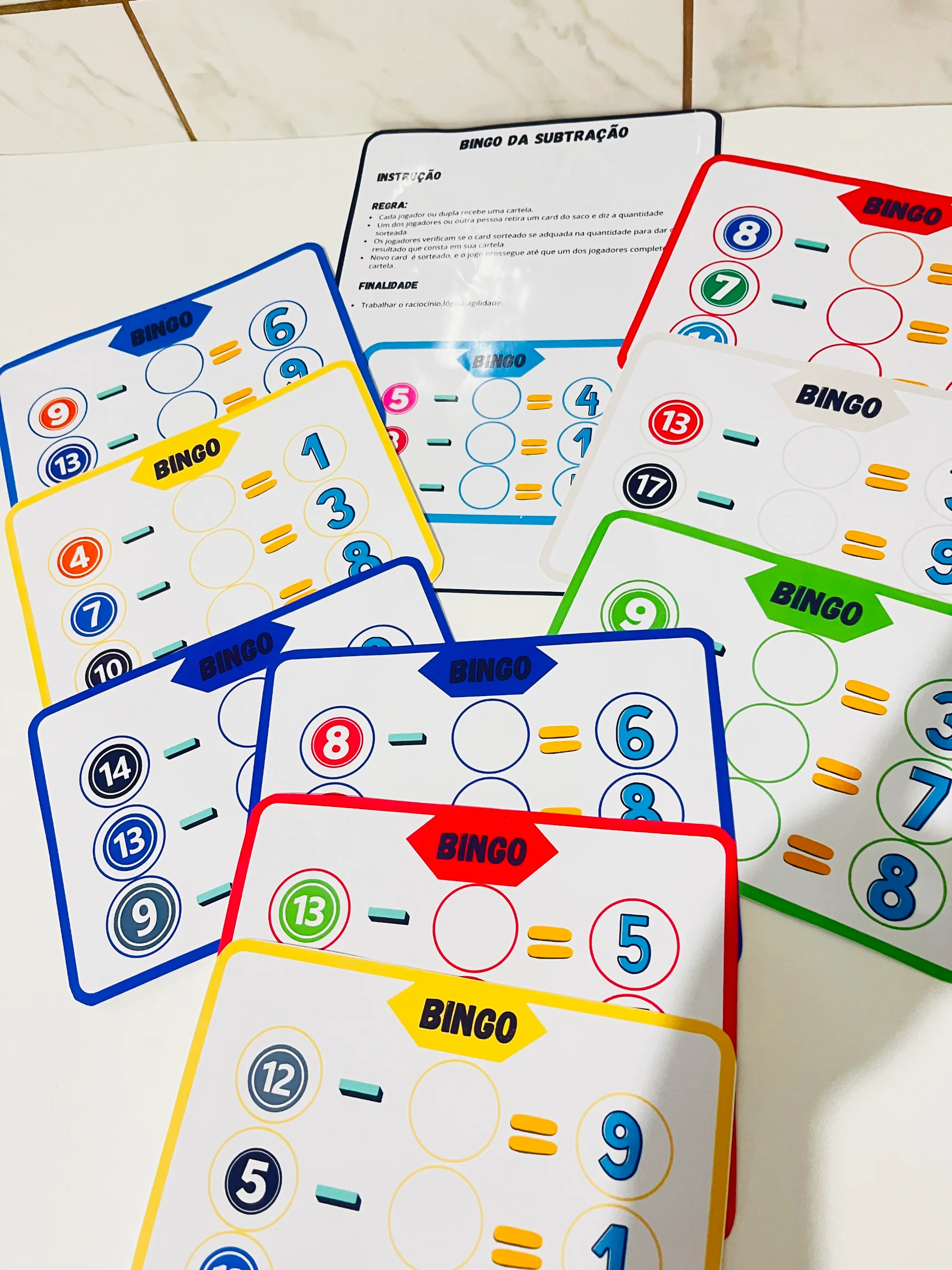 BINGO DA SUBTRAÇÃO — Matemática para Todas as séries: Excelente recurso para trabalhar cálculo mental