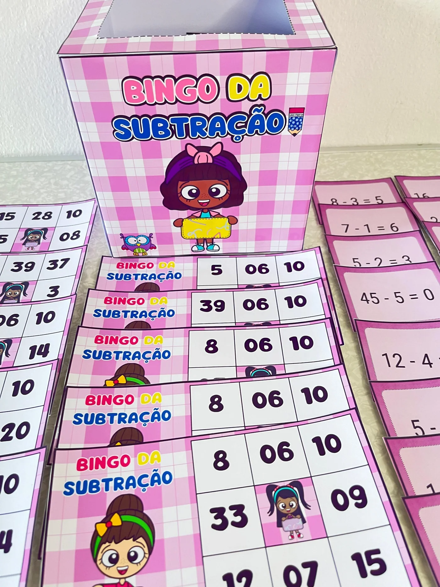 Bingo da Subtração — amostra 2: Você recebe seu arquivo por e-mail ou baixe aqui mesmo no site