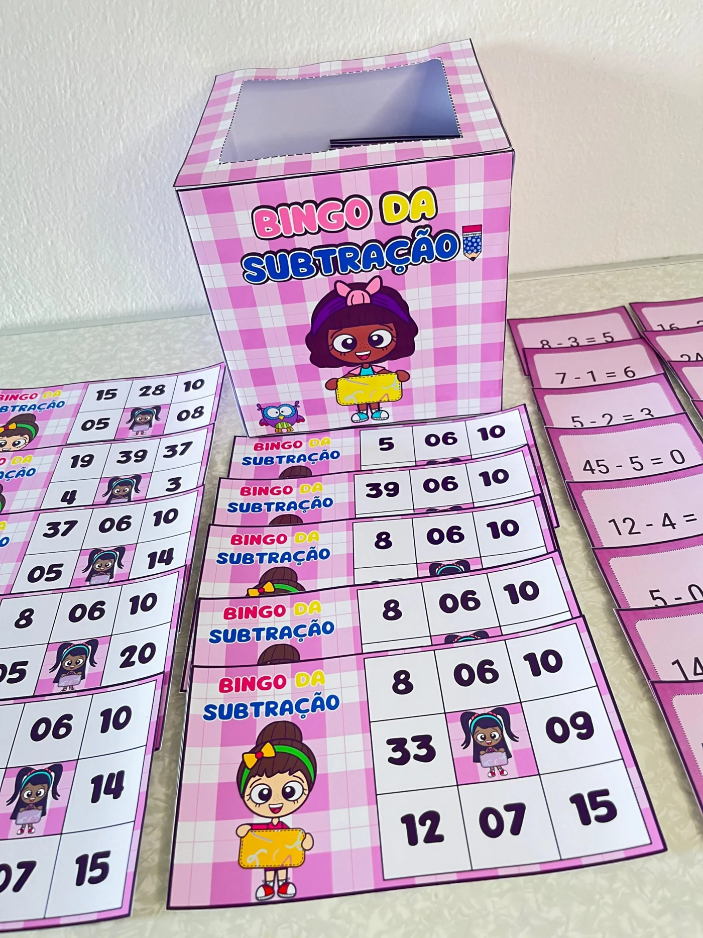 Bingo da Subtração — amostra 3: Você recebe seu arquivo por e-mail ou baixe aqui mesmo no site