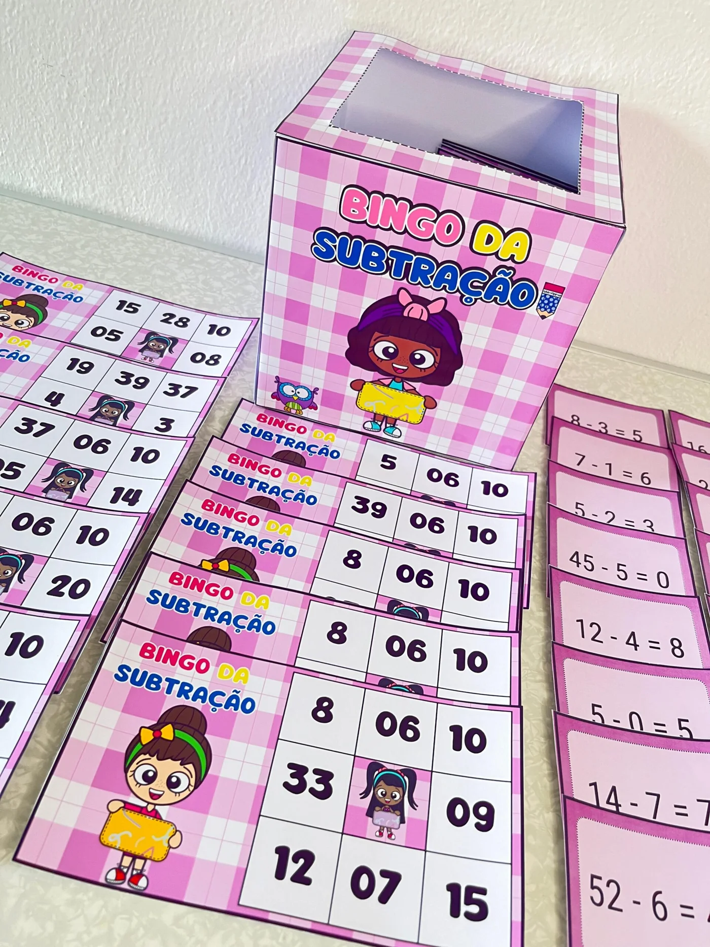 Bingo da Subtração — amostra 4: Você recebe seu arquivo por e-mail ou baixe aqui mesmo no site