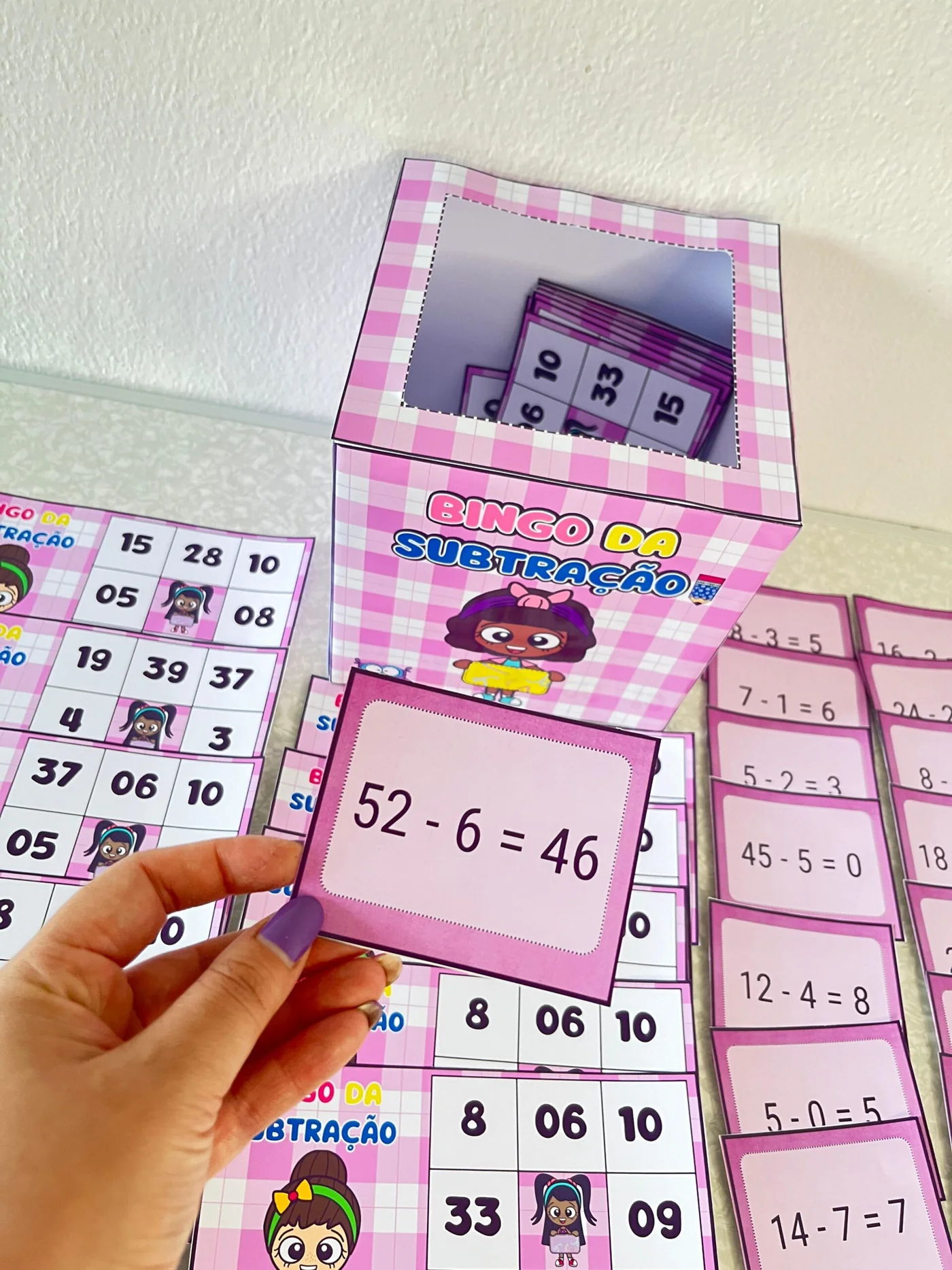 Bingo da Subtração — amostra 5: Você recebe seu arquivo por e-mail ou baixe aqui mesmo no site