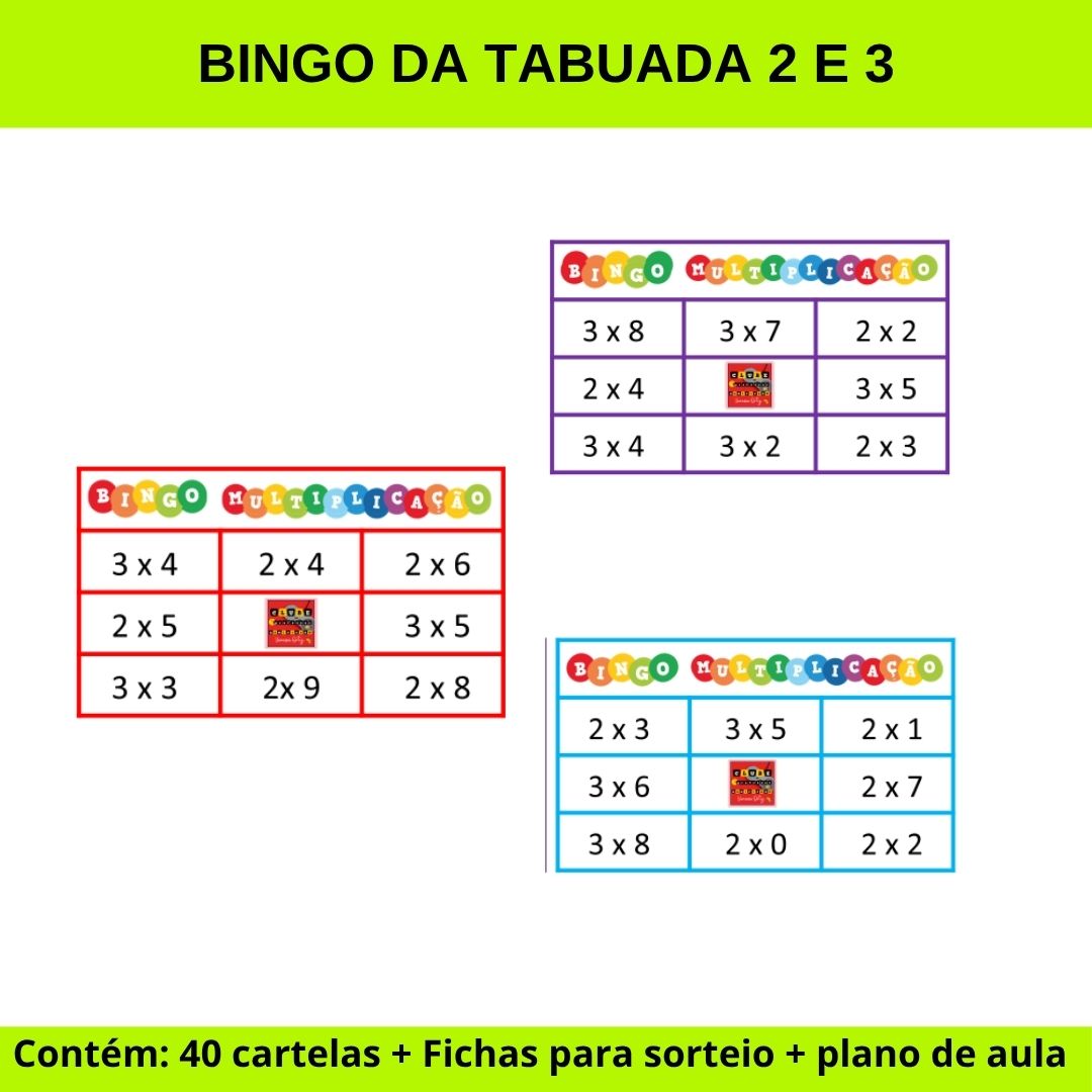 Bingo da tabuada do 2 e do 3 / bingo da multiplicação do 2 e do 3 – Material Pedagógico — Matemática para Todas as séries:…
