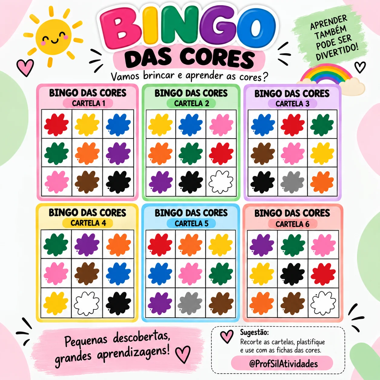 Bingo das Cores - para Educação Infantil — amostra 2: Como usar o material:
