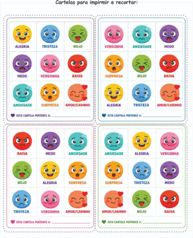 BINGO DAS EMOÇÕES: reconhecimento e a identificação das emoções — amostra 2: Um jogo educativo e divertido que ajuda as…