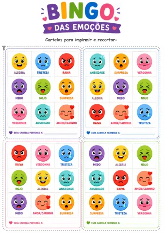 BINGO DAS EMOÇÕES: reconhecimento e a identificação das emoções — amostra 3: Um jogo educativo e divertido que ajuda as…