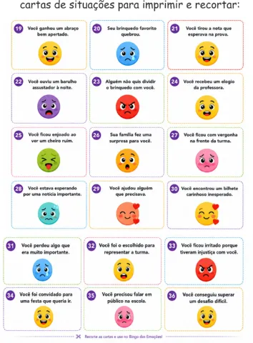 BINGO DAS EMOÇÕES: reconhecimento e a identificação das emoções — amostra 5: Um jogo educativo e divertido que ajuda as…