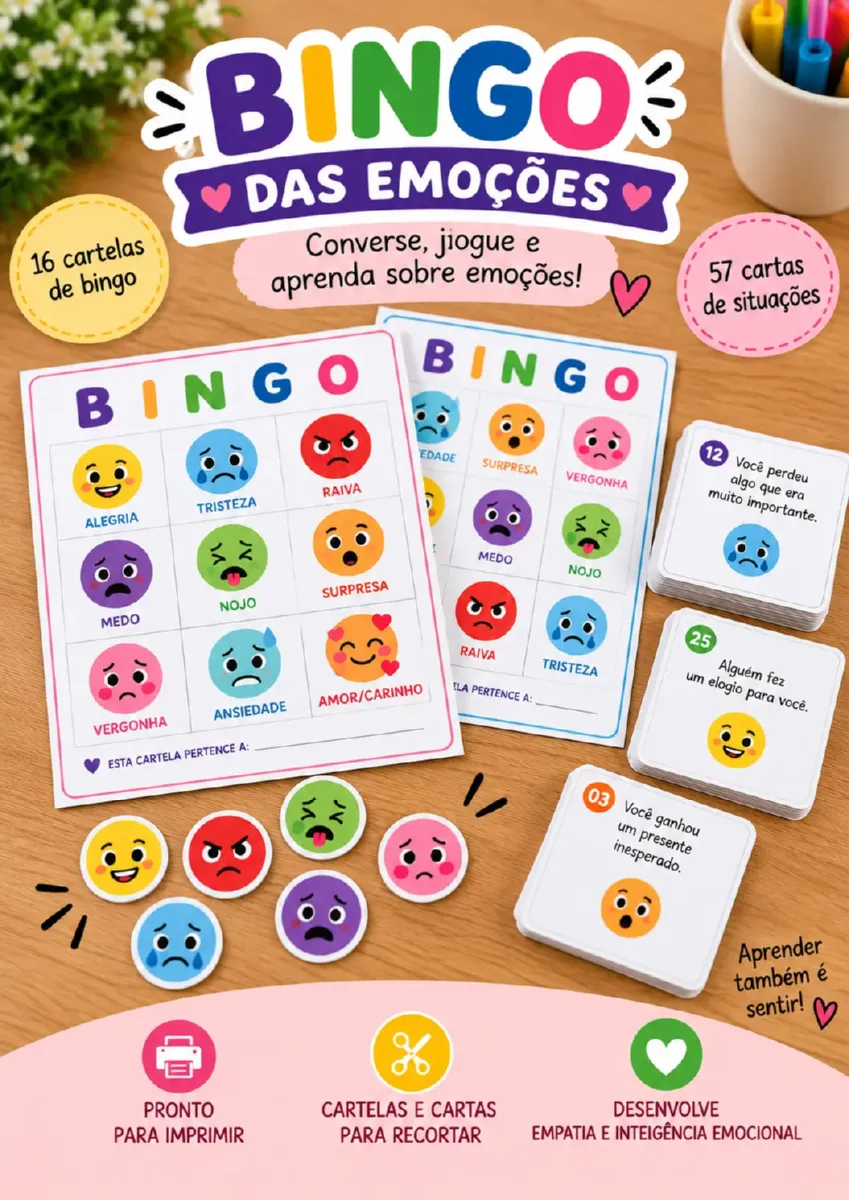 BINGO DAS EMOÇÕES: reconhecimento e a identificação das emoções — Jogos pedagógicos para Educação Infantil: Um jogo…