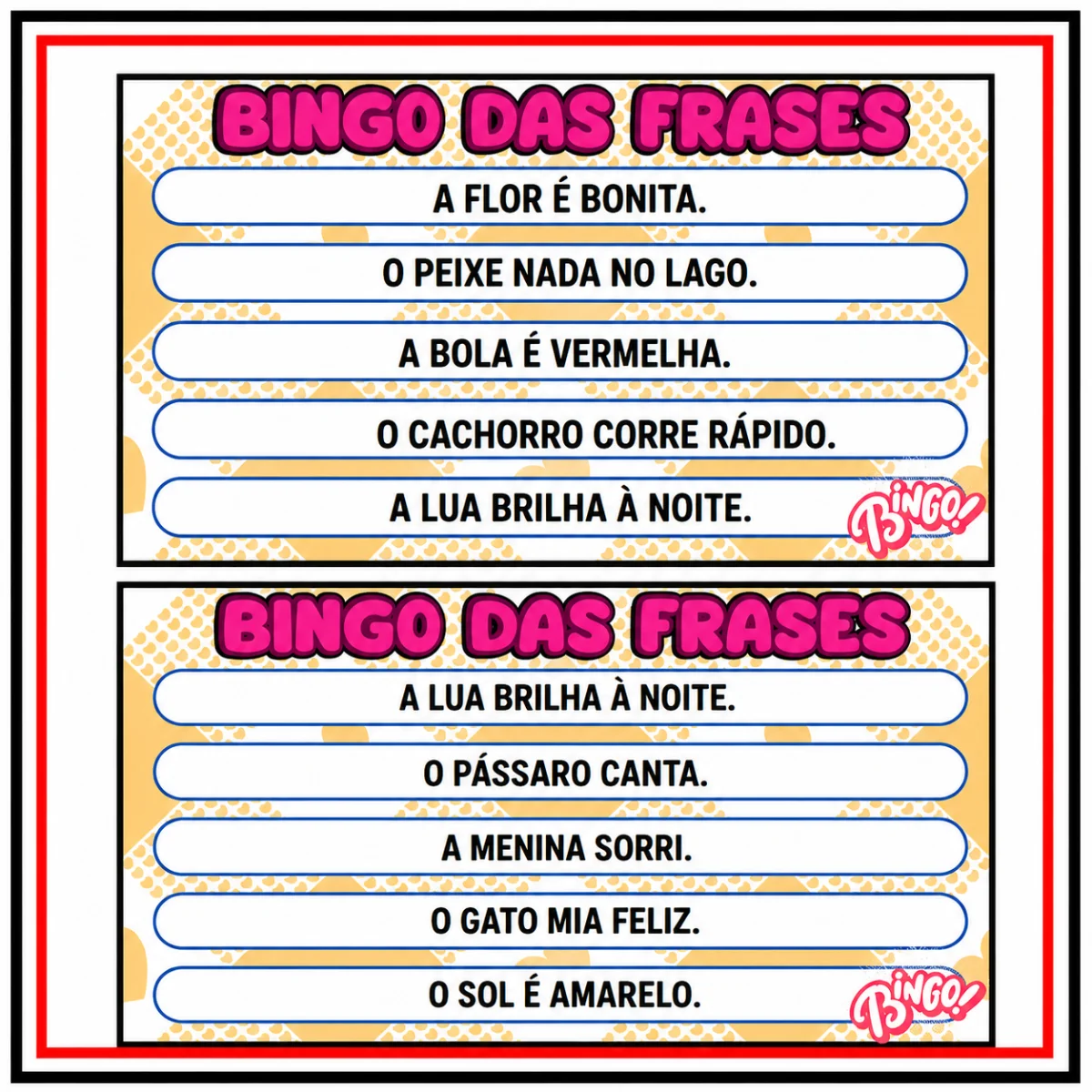 Bingo das Frases do 2º ao 5º Ano — amostra 1: Bingo das Frases é um recurso pedagógico divertido que auxilia no…