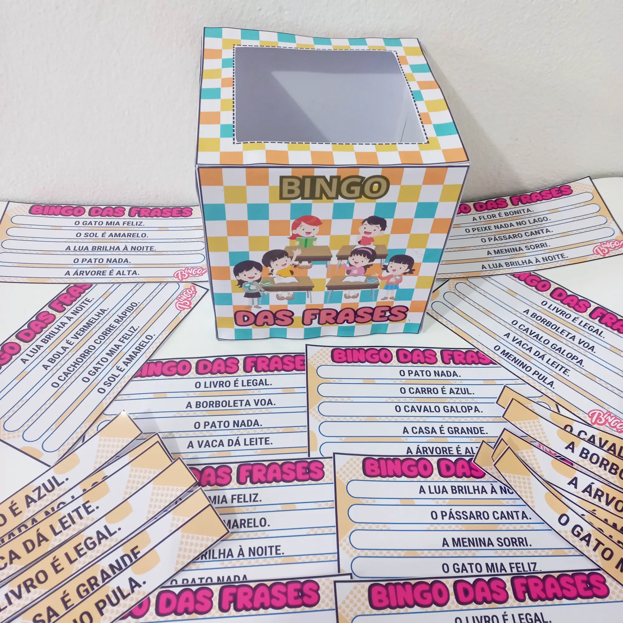 Bingo das Frases: Jogo de Leitura e Alfabetização pronto pra imprimir — amostra 5: Bingo das Frases com frases curtas para…