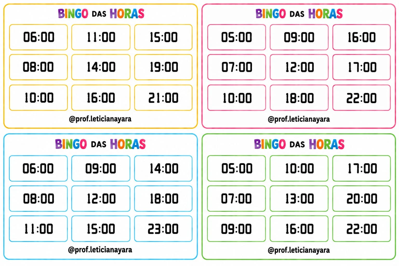 Bingo das horas - relógio digital - 1° ao 5° ano — amostra 2: Bingo das Horas com relógio digital: jogo lúdico para ensinar… Bingo das horas - relógio digital - 1° ao 5° ano — amostra 2: Bingo das Horas com relógio digital: jogo lúdico para ensinar…