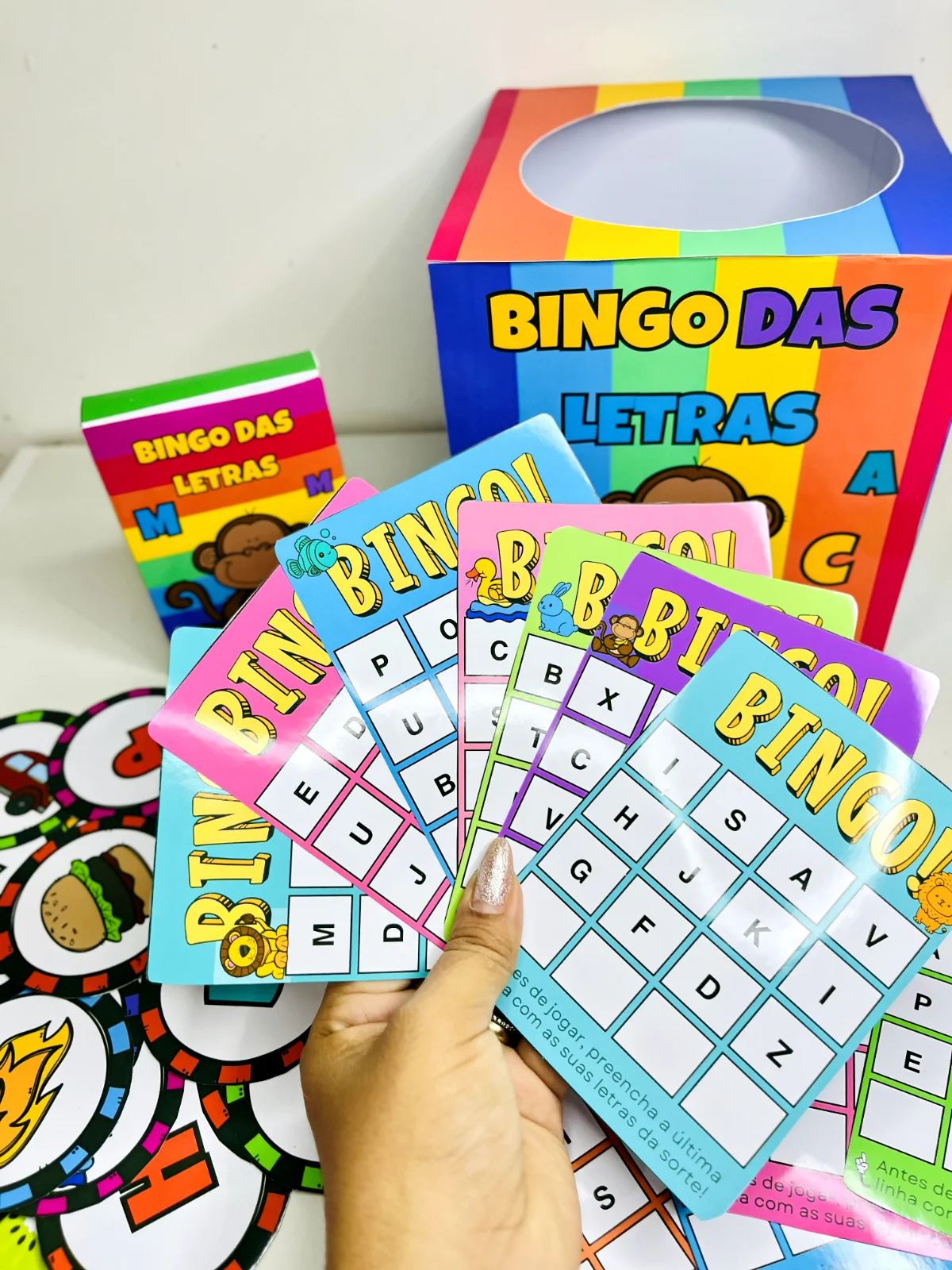 Bingo das Letras: Jogo de Alfabetização em PDF — amostra 2: Cartelas de bingo com letras e imagens para brincar em grupo e…
