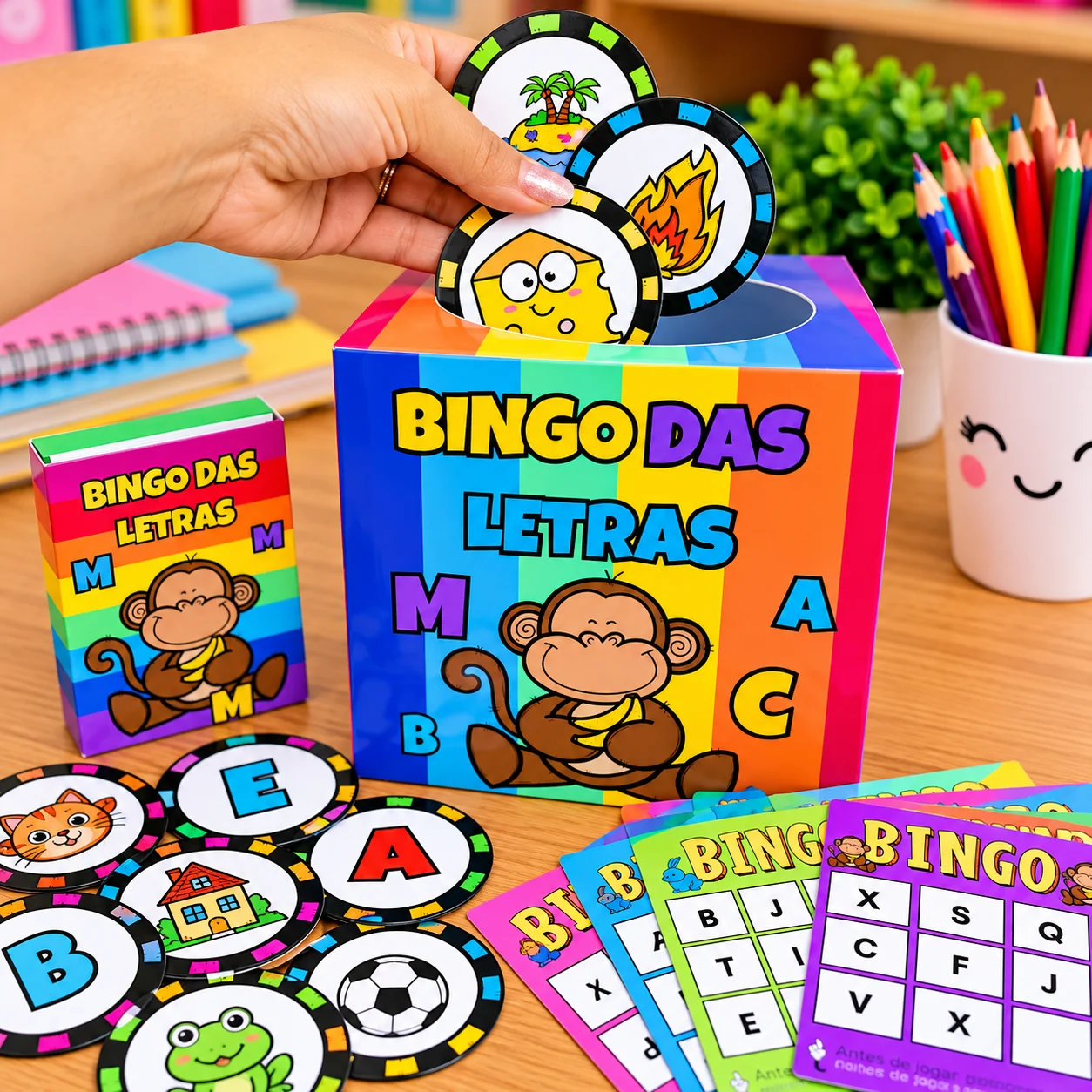Bingo das Letras para Alfabetização – Jogo em PDF — amostra 1: 🔤🎲 BINGO DAS LETRAS – APRENDENDO O ALFABETO BRINCANDO!