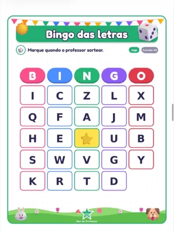 Bingo das Letras para Imprimir — 20 Cartelas em PDF — amostra 1: Trabalhe o reconhecimento das letras de forma lúdica com o…