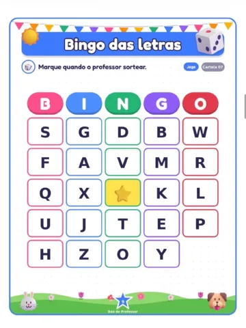 Bingo das Letras para Imprimir — 20 Cartelas em PDF — amostra 2: Bingo das Letras para imprimir com 20 cartelas diferentes…