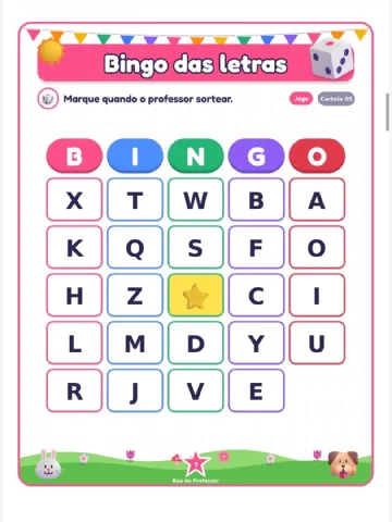 Bingo das Letras para Imprimir — 20 Cartelas em PDF — amostra 3: Bingo das Letras para imprimir com 20 cartelas diferentes…