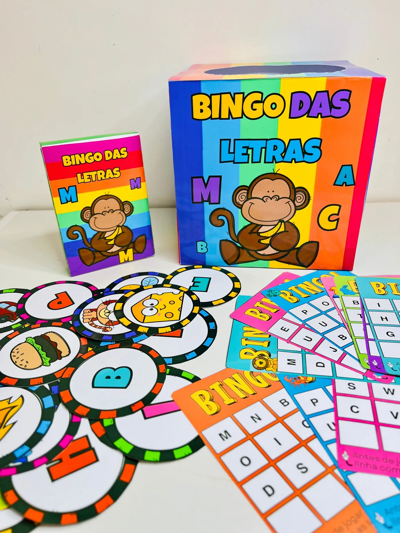 Bingo das letras — amostra 2: 🔤 Bingo das Letras ✏️📚 — Aprendizado Divertido 🎲 O que acompanha: 📦 Caixinhas para fichas…