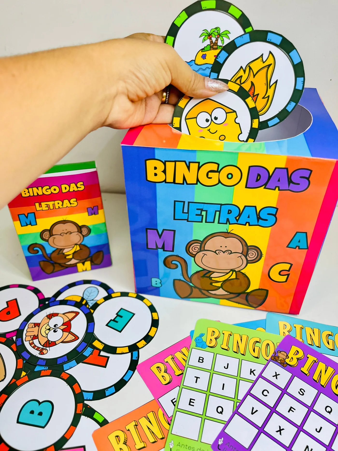 Bingo das letras — amostra 6: 🔤 Bingo das Letras ✏️📚 — Aprendizado Divertido 🎲 O que acompanha: 📦 Caixinhas para fichas…