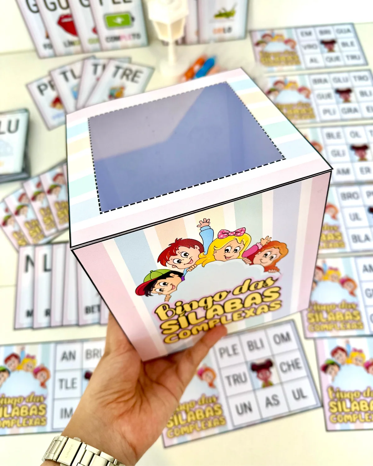 Bingo das Sílabas Complexas: 20 Cartelas + Fichas Ilustradas — amostra 3: Domine a leitura de palavras difíceis com o Bingo…