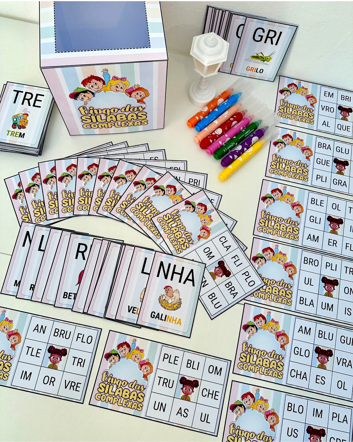 Bingo das Sílabas Complexas: 20 Cartelas + Fichas Ilustradas — capa do material
