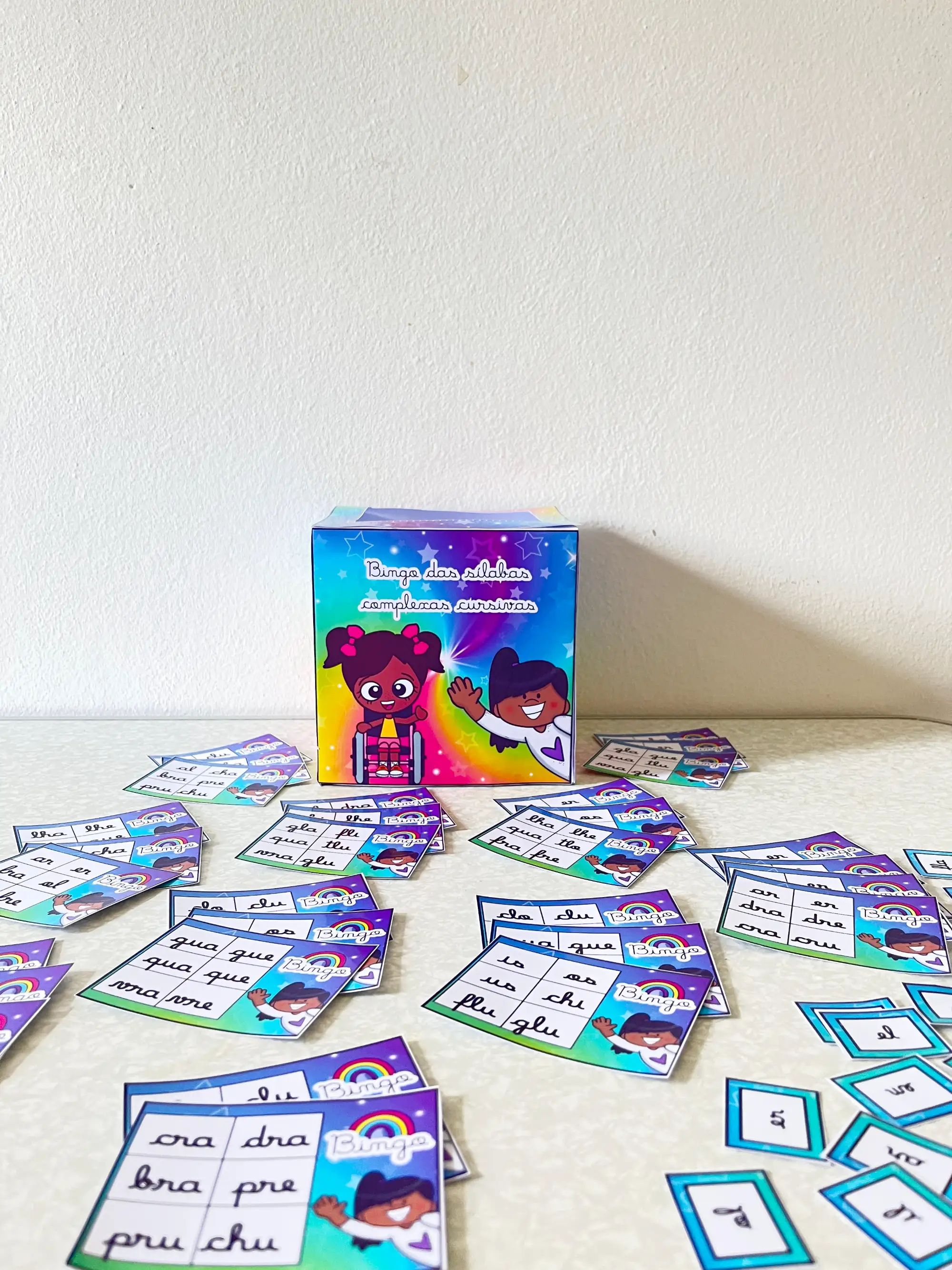 Bingo das Sílabas Complexas em Letra Cursiva — amostra 7: Jogo de bingo com sílabas complexas em letra cursiva para…