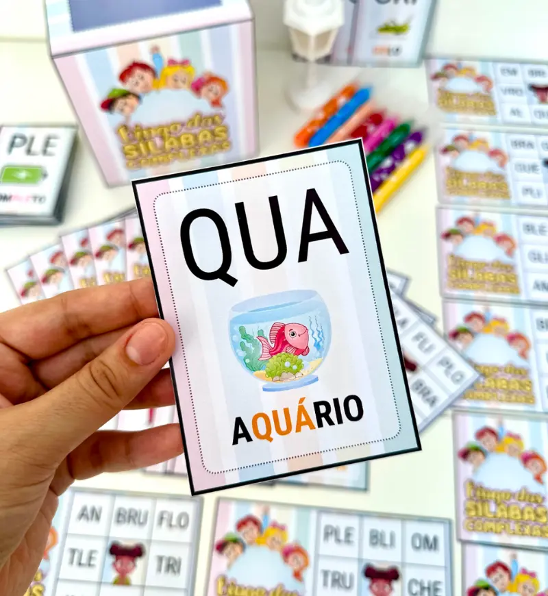 Bingo das Sílabas Complexas em PDF para Alfabetização — amostra 2: O que acompanha o arquivo