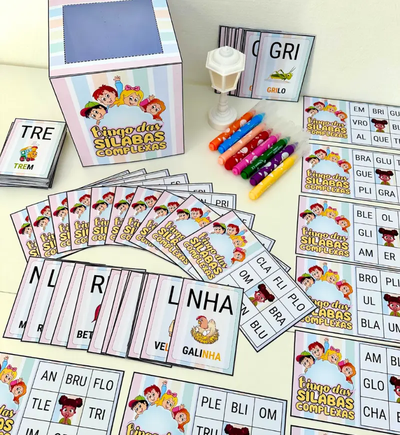 Bingo das Sílabas Complexas em PDF para Alfabetização — amostra 5: Trabalhe sons e escrita com o Bingo das Sílabas…