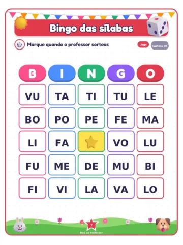 Bingo das Sílabas para Imprimir — 20 Cartelas em PDF — amostra 2: Bingo das Sílabas para imprimir com 20 cartelas…
