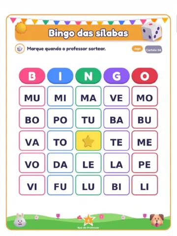 Bingo das Sílabas para Imprimir — 20 Cartelas em PDF — amostra 3: Bingo das Sílabas para imprimir com 20 cartelas…