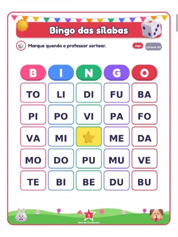 Bingo das Sílabas para Imprimir — 20 Cartelas em PDF — amostra 4: Bingo das Sílabas para imprimir com 20 cartelas…