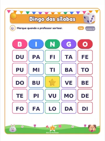Bingo das Sílabas para Imprimir — 20 Cartelas em PDF — amostra 5: Bingo das Sílabas para imprimir com 20 cartelas…