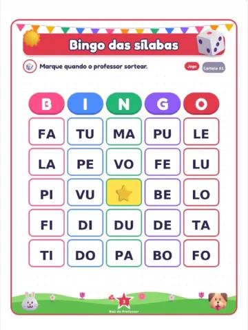 Bingo das Sílabas para Imprimir — 20 Cartelas em PDF — amostra 6: Bingo das Sílabas para imprimir com 20 cartelas…