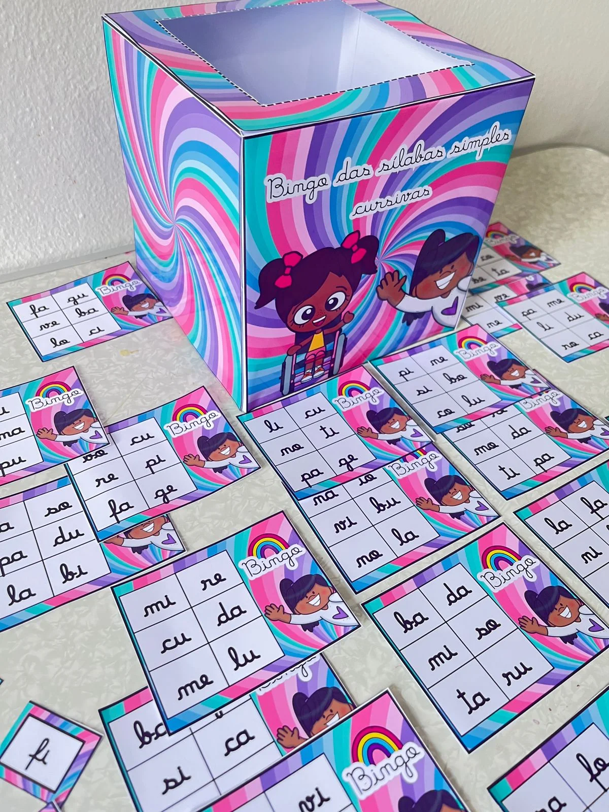 Bingo das Sílabas Simples Cursivas - Alfabetização — Alfabetização para Todas as séries: Jogo de bingo com sílabas simples…