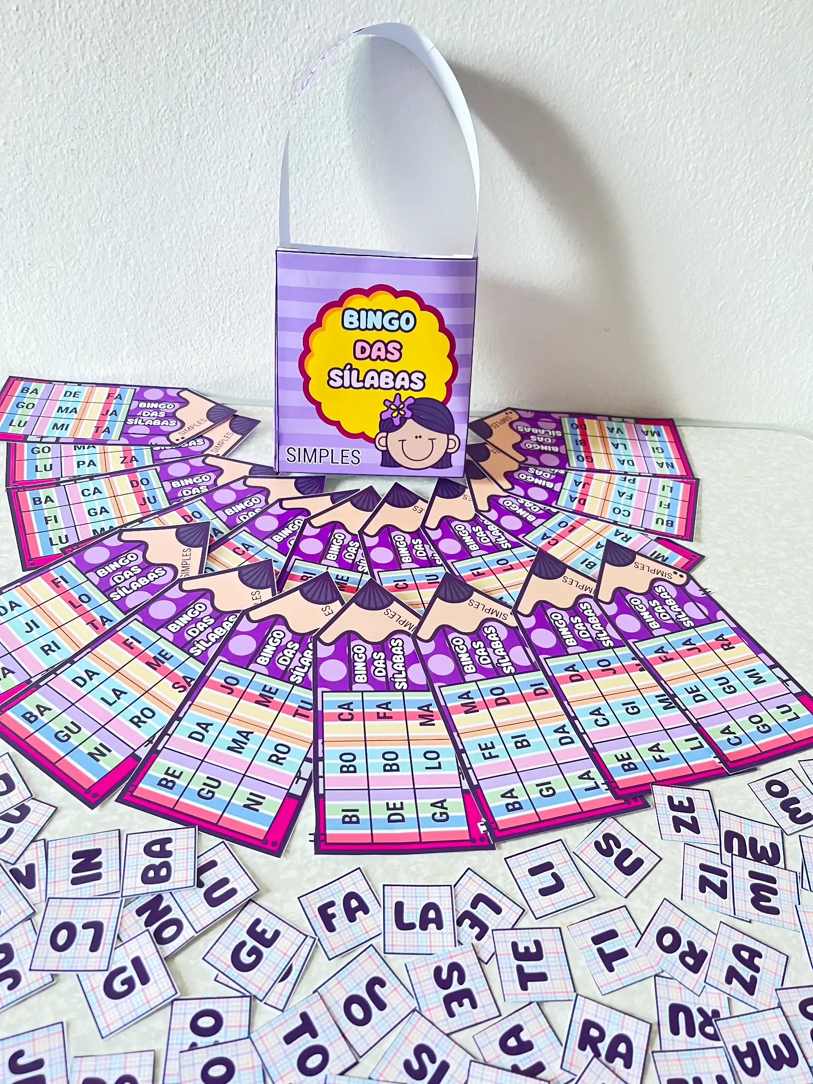 Bingo das Sílabas Simples | Jogo de Alfabetização — amostra 4: recurso pedagógico de alfabetização com 20 cartelas e 1…