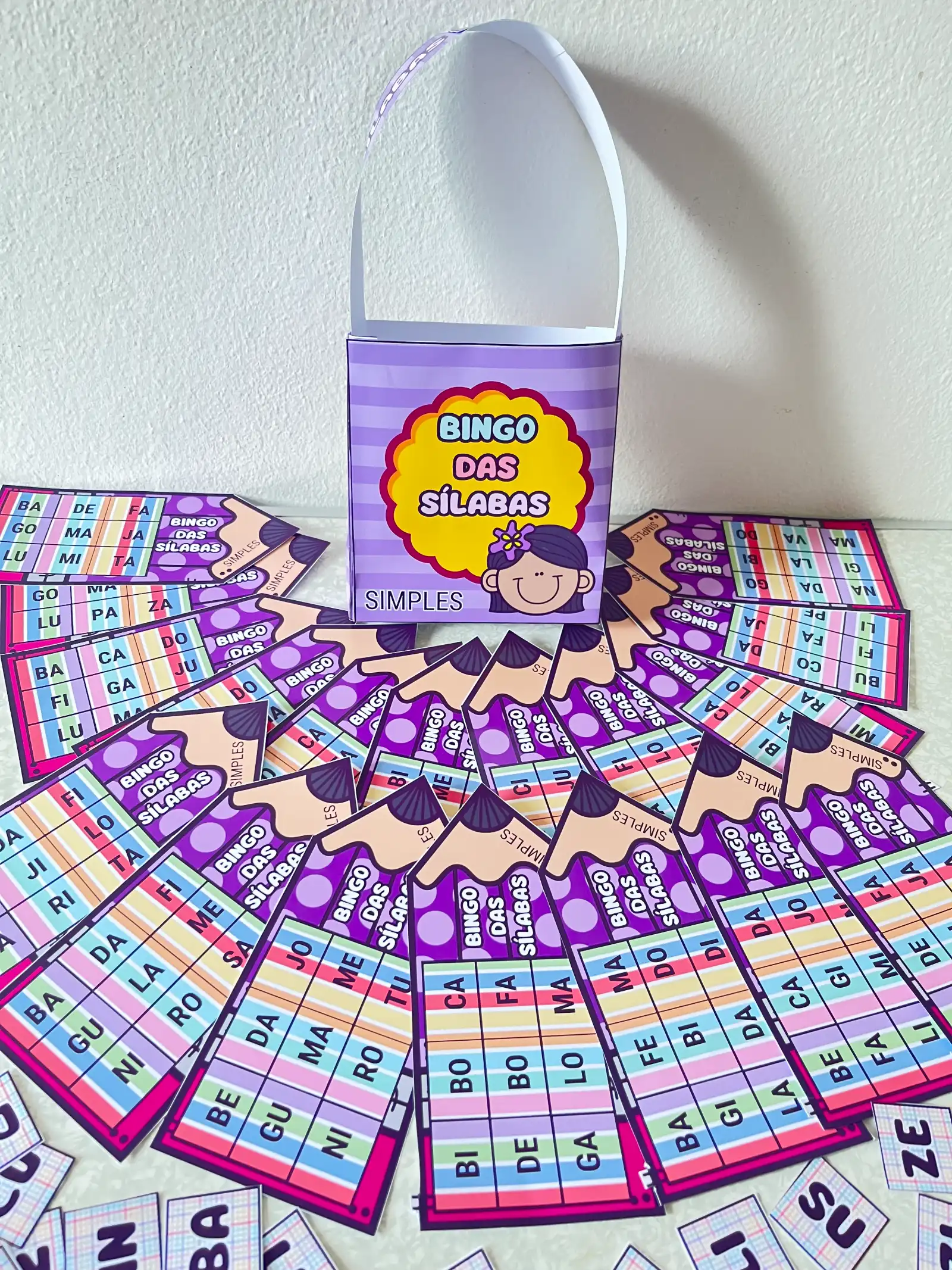 Bingo das Sílabas Simples para Alfabetização — amostra 3: Bingo das sílabas simples com 20 cartelas e sílabas para…