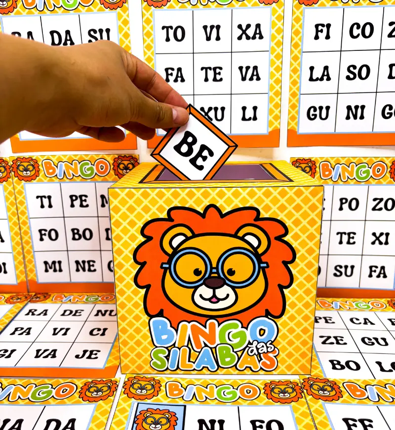 Bingo das Sílabas Simples para Imprimir – Tema Leãozinho — amostra 5: Explore as sílabas simples com um bingo de tema…