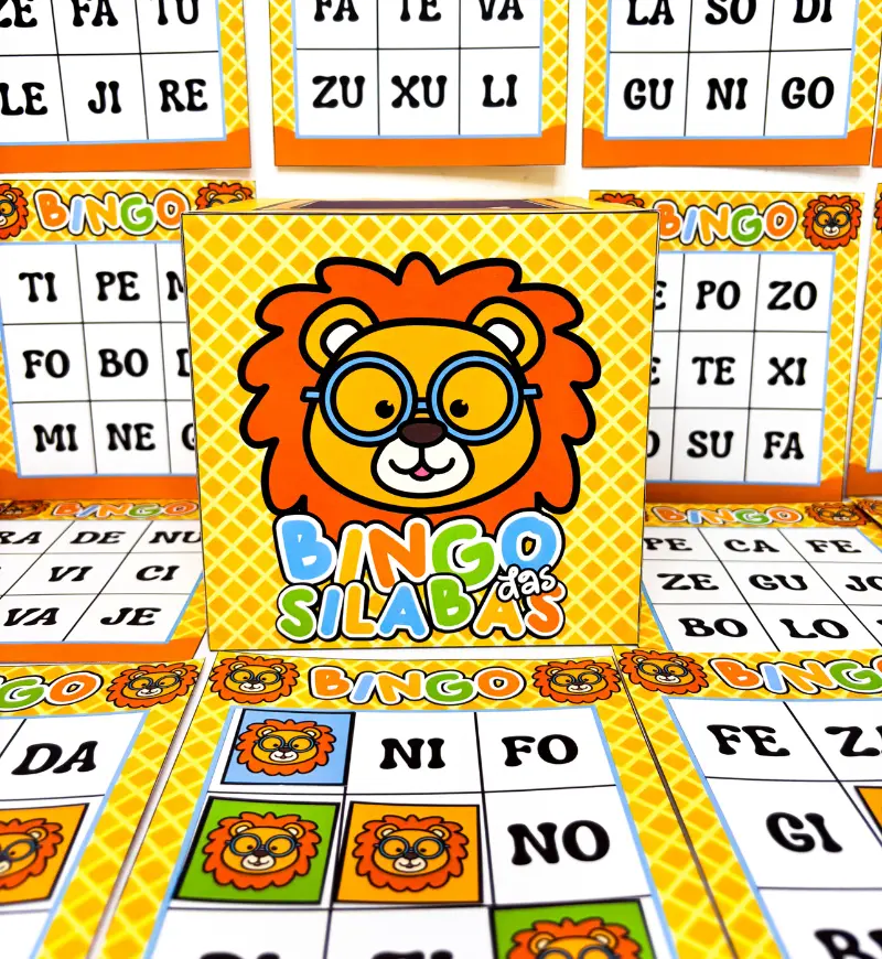 Bingo das Sílabas Simples para Imprimir – Tema Leãozinho — capa do material