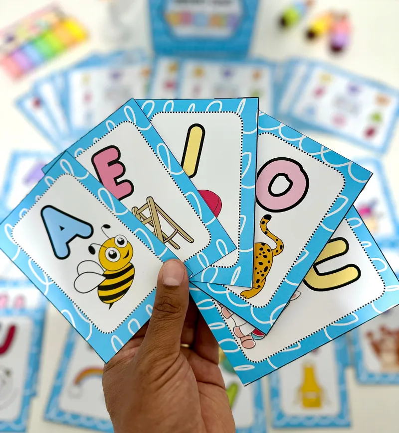 Bingo das Vogais em PDF para Alfabetização — amostra 1: Bingo das Vogais para aprender brincando