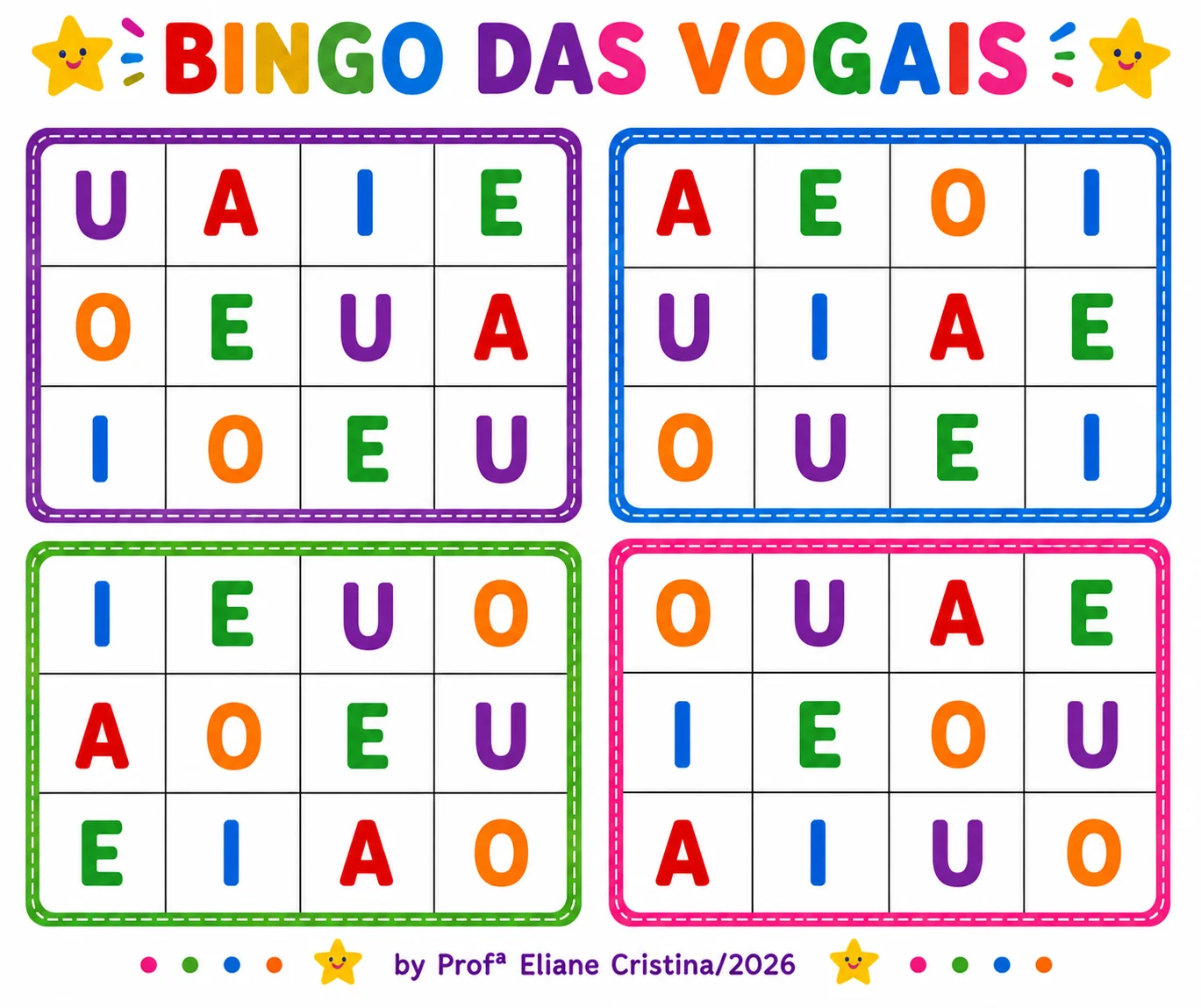 – BINGO DAS VOGAIS 🎲🔤 Título: 🌈 Bingo das Vogais – Atividade Lúdica para Educação Infantil PDF — amostra 3: – BINGO DAS…